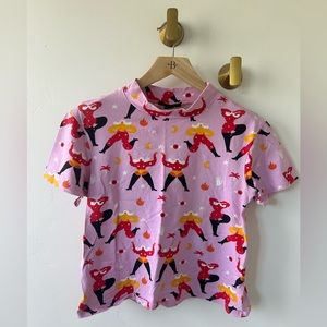 Nooworks Leah Star Pink Mock Neck top